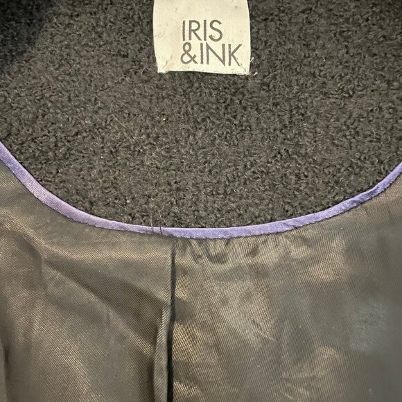 IRIS & INK Black Wool Bouclé Coat – Size UK 10 / US 6 - Picture 3 of 5